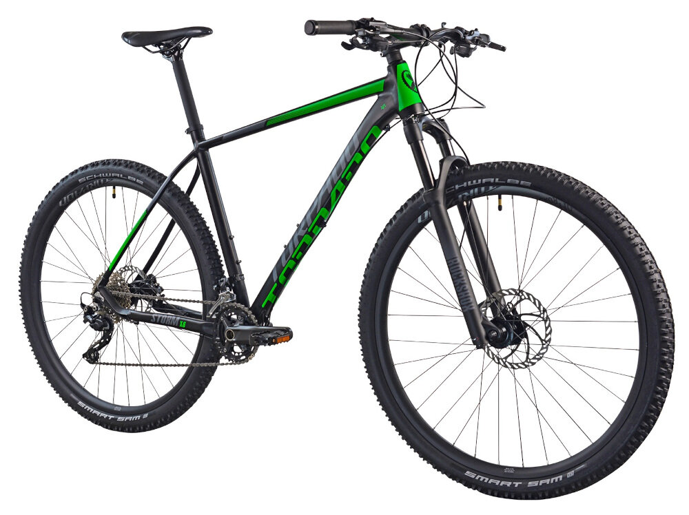 Rower górski MTB TORPADO Storm X6 M23 29 cali męski Czarno-zielony pojazd dla sportowców do jazdy wyczynowej uniwersalne właściwości dla amatoró do jazdy w mieście za miastem w lesie na górskim szlaku niezbyt grząskim błocie nie za głębokim piachu