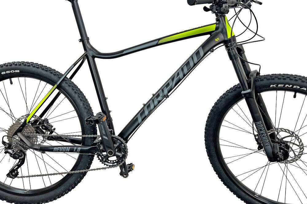 Rower górski MTB TORPADO Devon 1.0 M21 27.5 cala męski Czarno-żółty rama aluminiowa 21-calowa zwinny lekki łatwo podnieść odporne na korozję wybór ramy wzrost mierzony w zrelaksowanej pozycji kalkulator rozmiaru ramy dla osób o wzroście od 180 do 190 cm