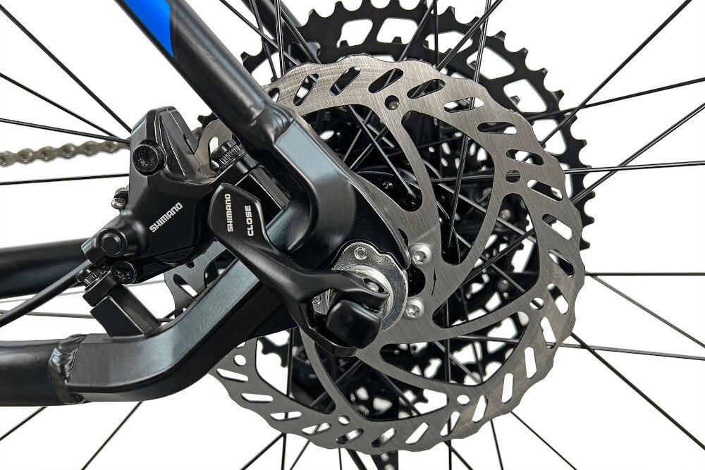 Rower górski MTB TORPADO Storm X9 M21 29 cali Męski Czarno-niebieski hamulce tarczowo-hydrauliczne arki SHIMANO duża siła hamowania w każdych warunkach pogodowych na każdej trasie