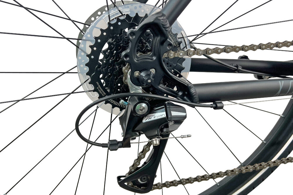 Rower crossowy INDIANA X-Cross 3.0 D17 damski Czarno-turkusowy duża liczba biegów 24 biegi przerzutki przednia SHIMANO Tourney tylna SHIMANO Acera