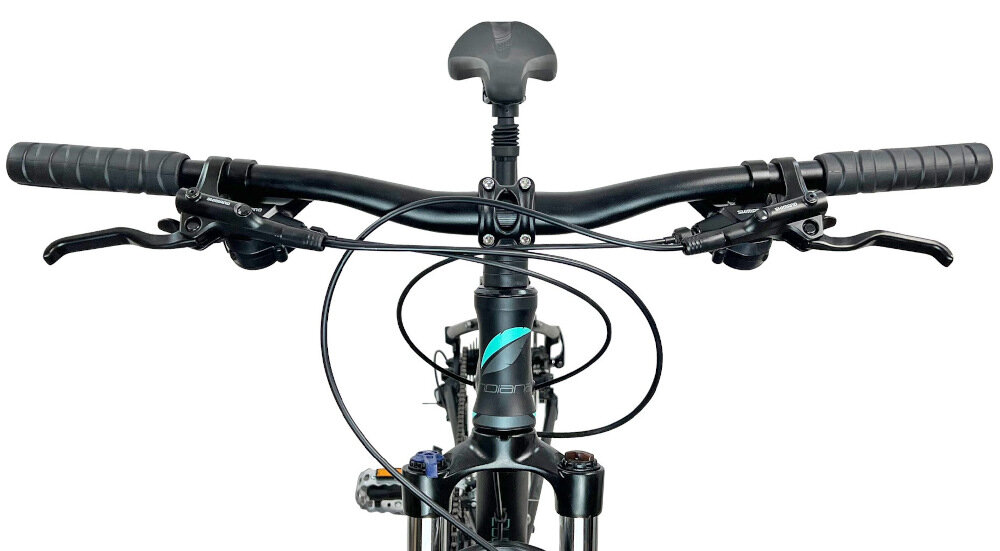 Rower crossowy INDIANA X-Cross 3.0 D17 damski Czarno-turkusowy kierownica aluminiowy wspornik regulacja manetki antypoślizgowy material dzwonek