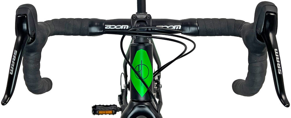 Rower przełajowy FONDRIEST Raptor 1.0 M23 28 cali męski Czarno-zielony kierownica marki ZOOM HL Corp aluminiowy wspornik niezawodność trwałość lekkość kierownica typu RACING antypoślizgowy materiał