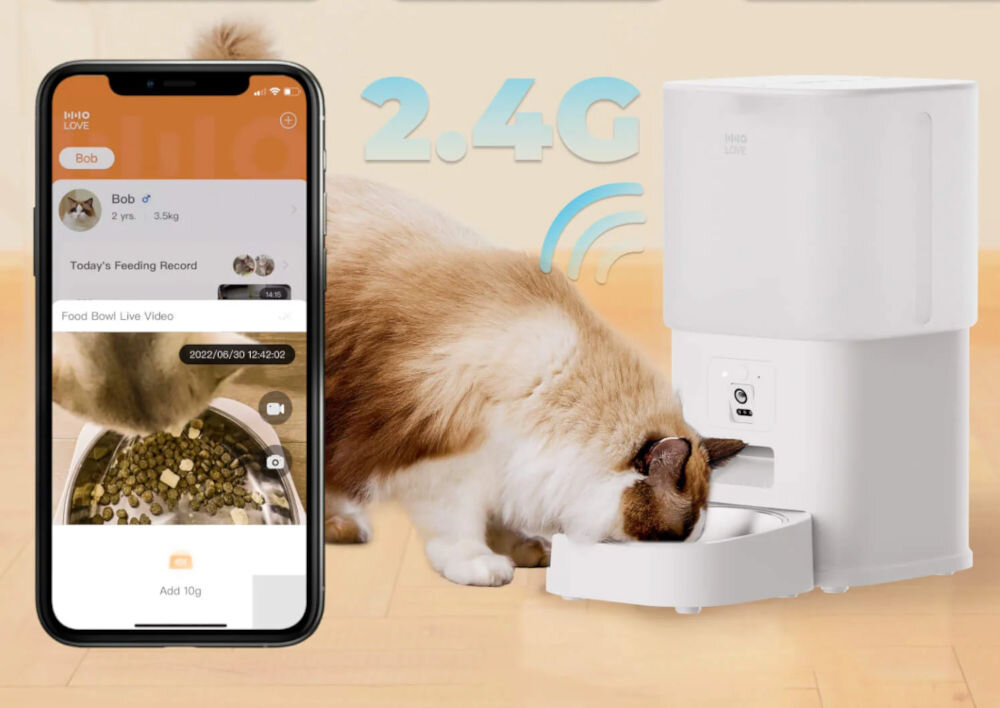 HHOLOVE Wi-Fi Plus automatyczny dozownik dla kota podwójna ochrona przed zacinaniem 45 stopni indukcja