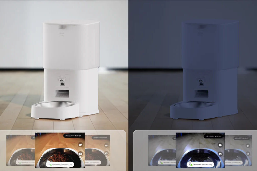 HHOLOVE Wi-Fi Plus automatyczny podajnik karmy dla kota osłona pyłoszczelna pojemność 6 litrów podwójne zasilanie