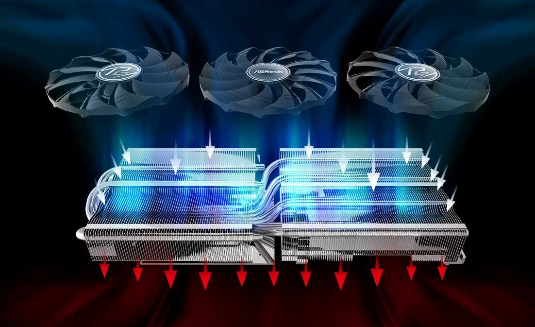 Karta graficzna ASROCK Radeon RX 7900 XTX Phantom Gaming OC 24GB - Striped Ring Fan