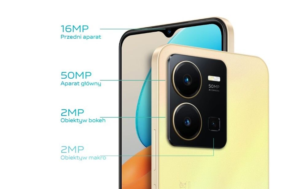 Smartfon vivo Y35 ekran bateria aparat procesor ram pamięć pojemność rozdzielczość zdjęcia filmy opis dane cechy blokady system łączność wifi bluetooth obudowa szkło odporność porty muzyka transfer sieć przekątna matryca waga czujniki