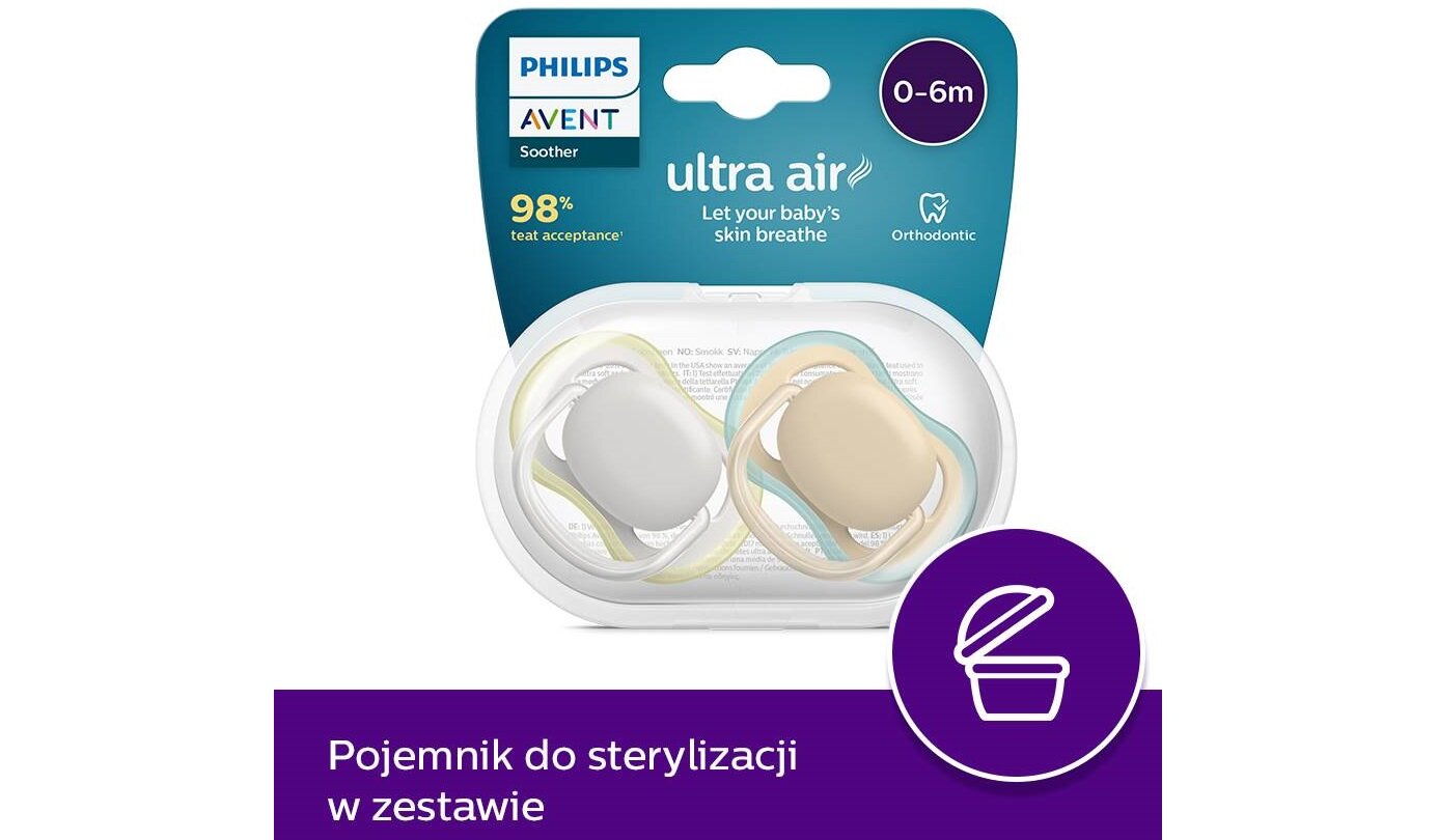 Smoczek PHILIPS Avent Ultra Air SCF085/15 (2 sztuki) zaworek antykolkowy zapobieganie