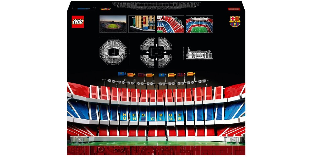 LEGO Icons Camp Nou - FC Barcelona 10284 kreatywność rozwój klocki figurki minifigurki jakość tradycja konstrukcja nauka wyobraźnia role jakość bezpieczeństwo wyobraźnia budowanie pasja hobby funkcje instrukcje piła nożna zawody rywalizacja
