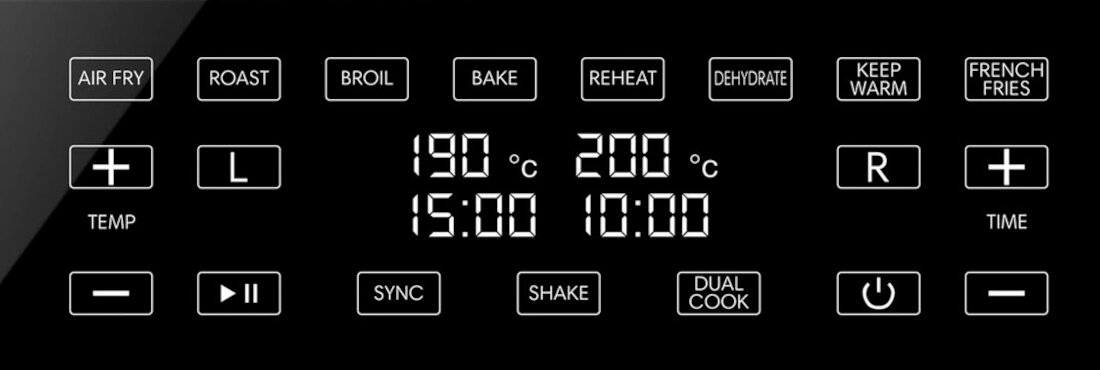 Frytkownica beztłuszczowa G3FERRARI Friggisano Duo Czarny Air Fryer z podwójnym koszem Cyfrowy wyświetlacz temperatura czas zakres