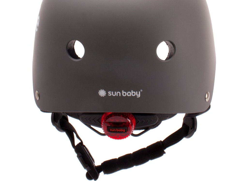 Kask rowerowy SUN BABY Tracker Love 2 Ride Szary dla Dzieci (rozmiar S) podświetlenie dla lepszej widoczności