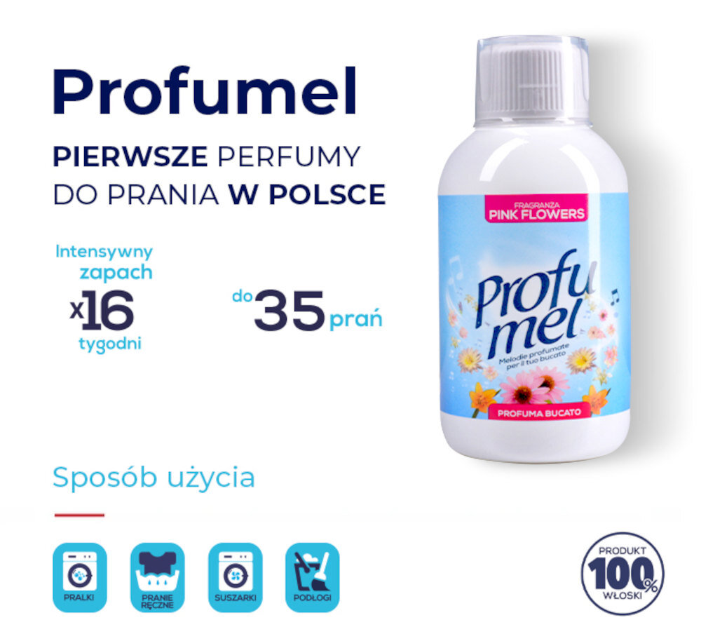Perfumy do prania PROFUMEL Pink Flowers 250 ml Bardzo wydajny do 17 tygodni do 35 pran