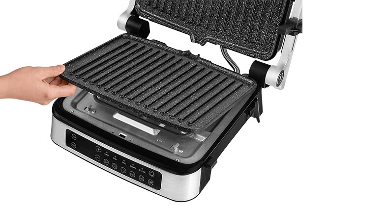 Grill elektryczny ZEEGMA Chef Srebrny taca na olej stal nierdzewna wykonanie