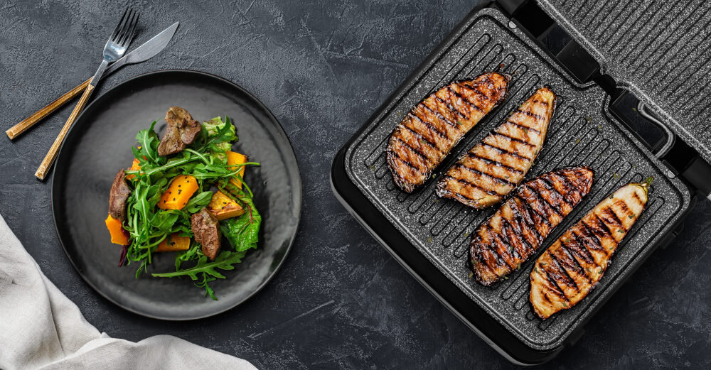 Grill elektryczny ZEEGMA Chef Srebrny zapobiega przywieraniu osporność