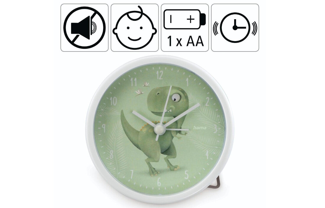 Budzik HAMA Happy Dino Cichy mechanizm