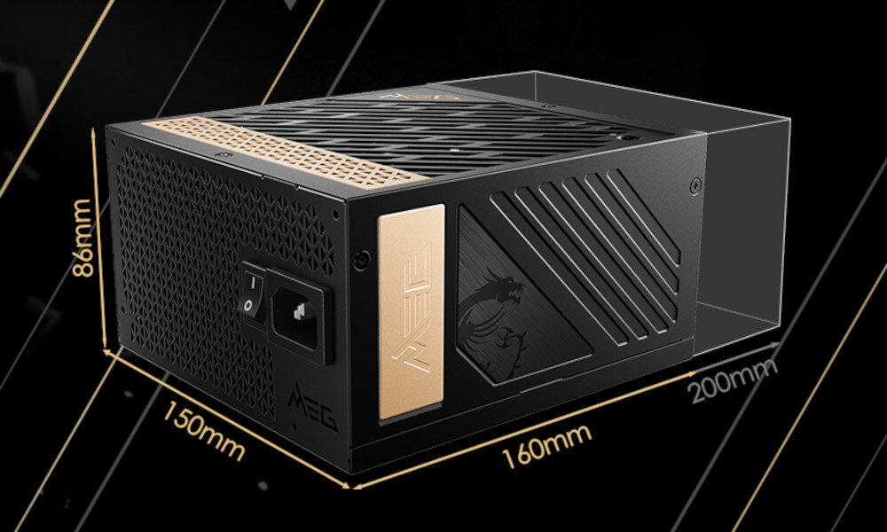 Zasilacz MSI MEG AI1300P PCIE5 1300W 80 Plus Platinum wymiary montaż kompatybilność