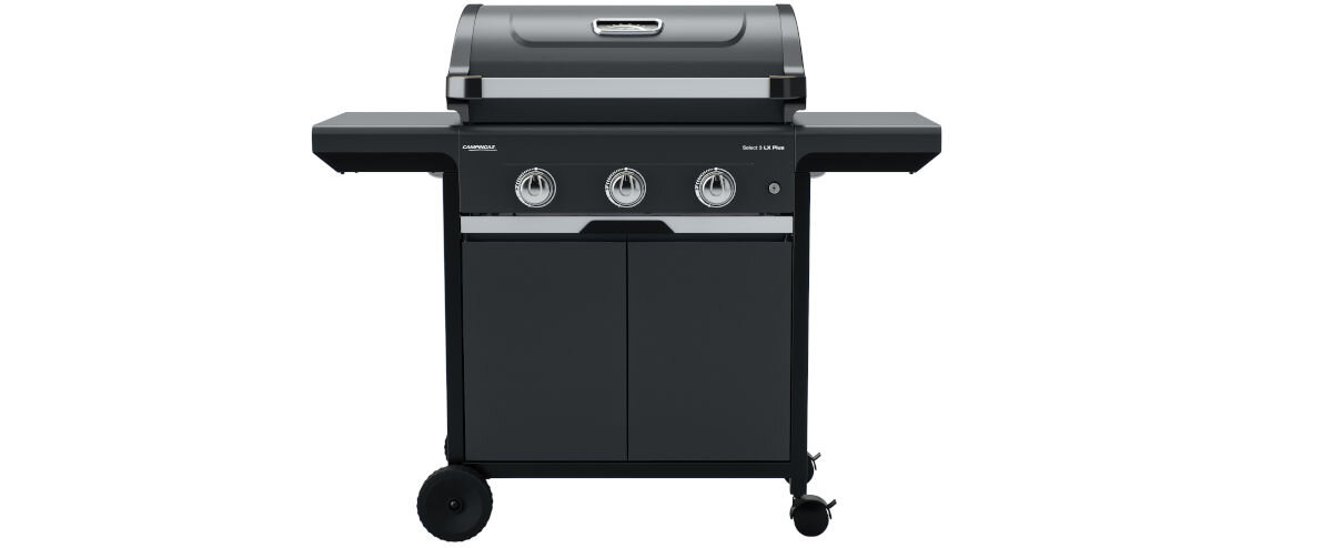 Grill gazowy CAMPINGAZ SELECT LX PLUS Seria 3, pokrywa, malowanie, aluminium, stal, na białym tle grill frontem na wprost