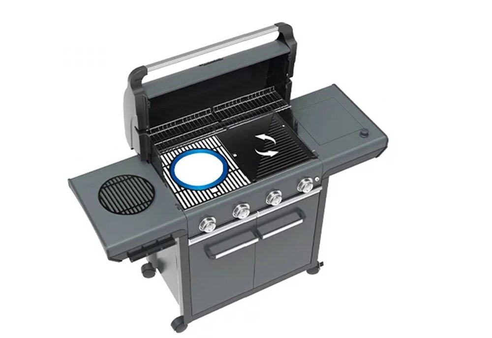 Grill gazowy CAMPINGAZ Select EXS Seria 4 zamykana szafka na dole konstrukcji miejsce do przechowywanie komfort praktyczne urzadzenie do butli z gazem typu butan G30 propan G31
