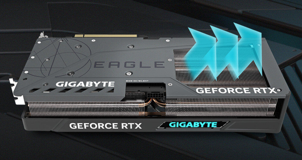 Karta graficzna GIGABYTE GeForce RTX 4070Ti Eagle OC 12GB chłodzenie wentylatory temperatura głośność