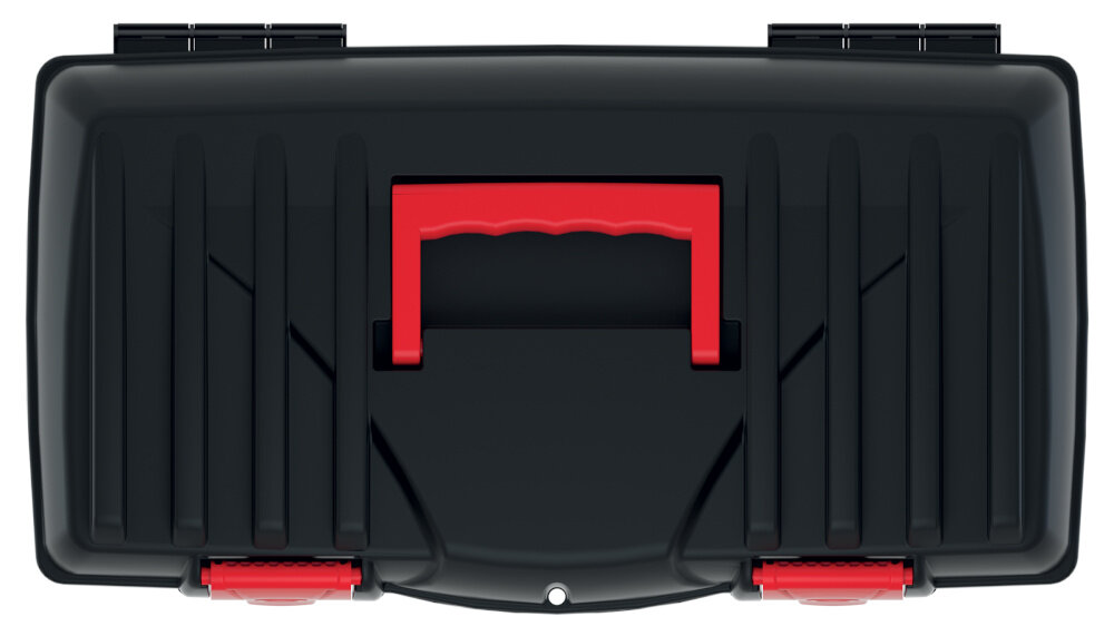 Skrzynka narzędziowa KISTENBERG Caliber 50 KCR5025 skrzynka na białym tle widoczna z góry wymiary 460 x 257 x 227 mm do organizacji pracy ergonomiczny uchwyt miejsc na bity szybki dostęp do najważniejszych akcesoriów