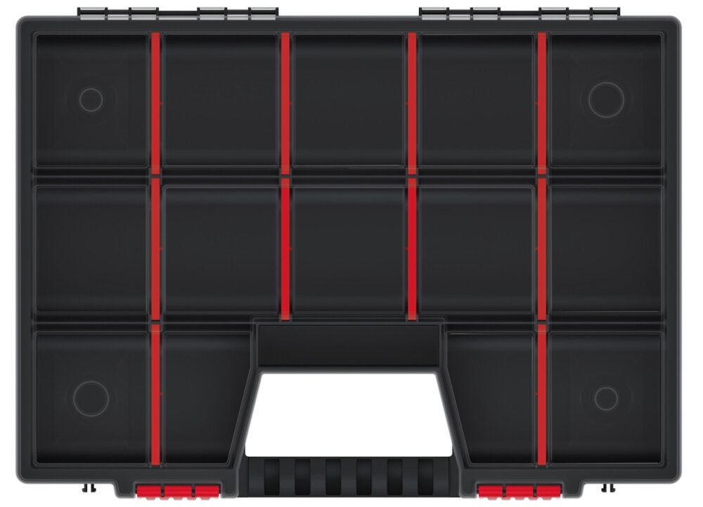 Organizer KISTENBERG NOR 40 organizer na białym tle widoczny z góry ergonomiczna rączka wygodny transport szybkie wyjmowanie organizera z większych pojemników zorganizowanie drobiazgów organizacja praca oszczędność