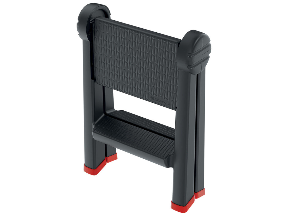 Podest roboczy 2 stopniowy KISTENBERG Titan Ladder KLD4565, antypoślizg, certyfikat, wytrzymałość, pewność, Złożony dwustopniowy podest, antypoślizgowe stopnie