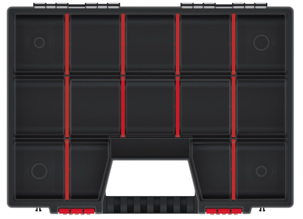 Organizer KISTENBERG NOR 30 organizer na białym tle widoczny z góry ergonomiczna rączka wygodny transport szybkie wyjmowanie organizera z większych pojemników zorganizowanie drobiazgów organizacja praca oszczędność