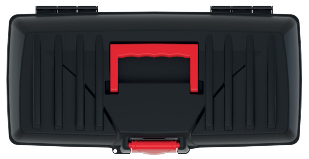 Skrzynka narzędziowa KISTENBERG Caliber 40 skrzynka na białym tle widoczna z góry wymiary 400 x 200 x 186 mm do organizacji pracy ergonomiczny uchwyt miejsc na bity szybki dostęp do najważniejszych akcesoriów