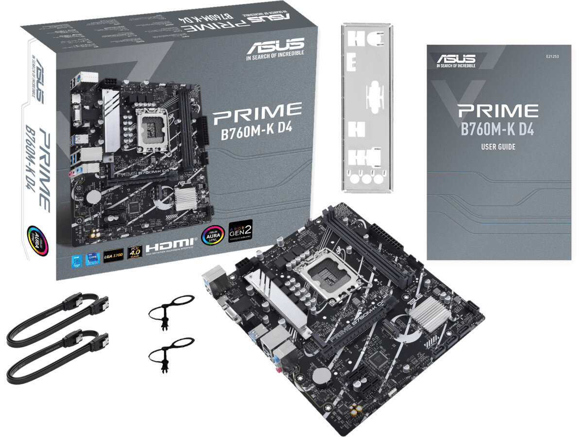Płyta główna ASUS Prime B760M-K D4 opakowanie akcesoria zestaw