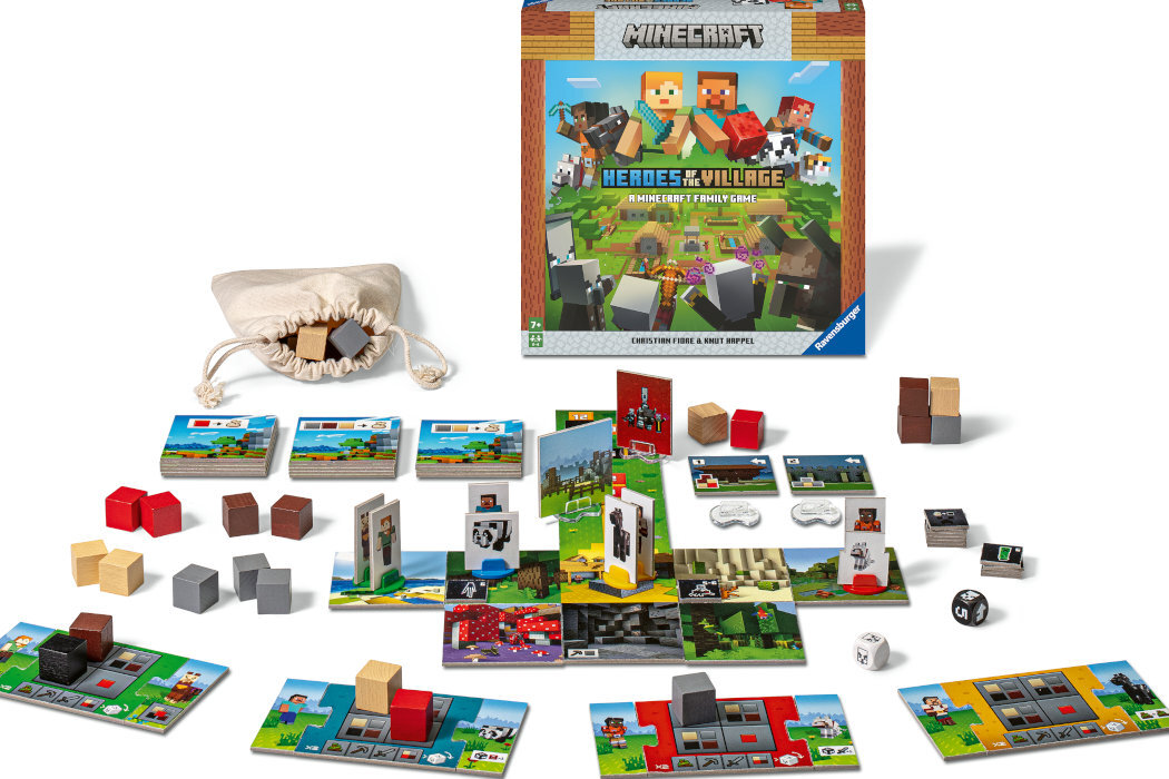 Gra planszowa RAVENSBURGER Minecraft Uratuj wioskę 20936 zabawa rozgrywka dzieci zwierzęta sksloeslno ciekawość dynamika