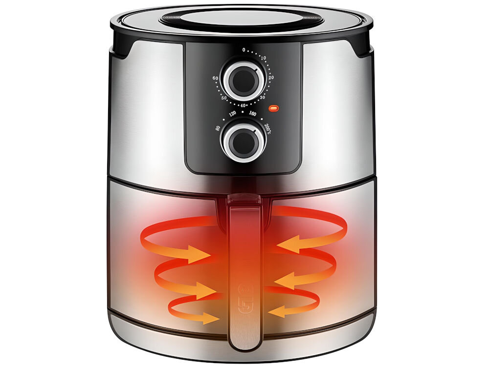 Frytkownica beztłuszczowa UNOLD XL 58655 Srebrny Air Fryer wolna od BPA wszechstronna przygotowanie wielu produktów bez użycia oleju zdrowsze wersje ulubionych dań smażenie w głębokim tłuszczu grillowanie gotowanie smażenie suszenie pieczenie utrzymanie ciepła podgrzewanie rozmrażanie pieczenie cyrkulacja gorącego powietrza szybko i energooszczędnie