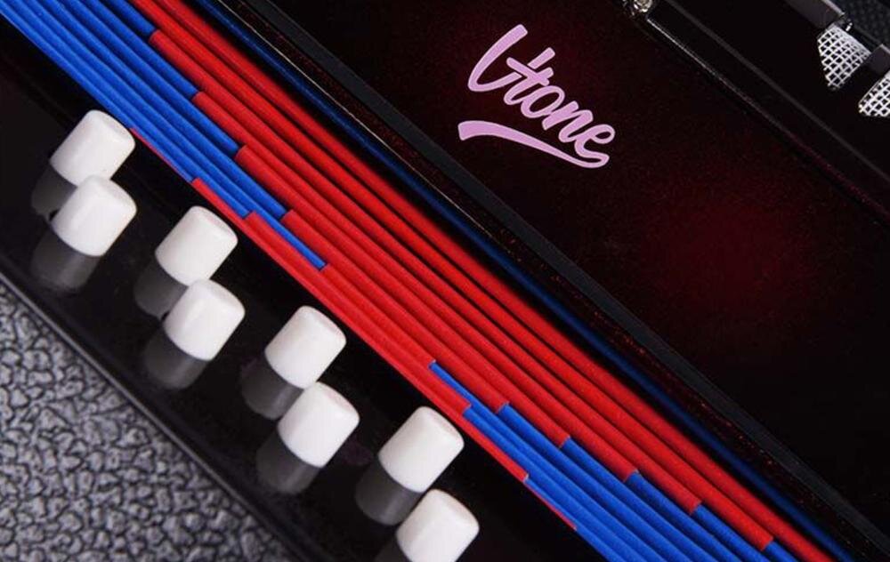 V-TONE Zenek instrument wysoka jakość tworzywo sztuczne białe narożniki ciemna obudowa miech wysokość