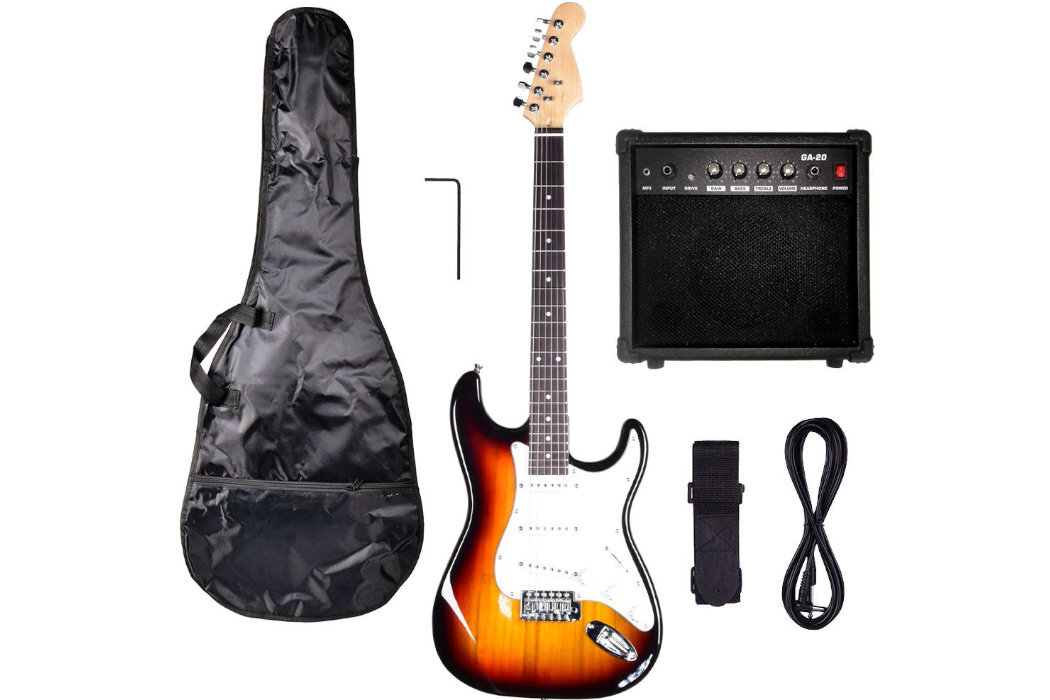 Zestaw gitarowy NN Eg Set Sunburst + Wzmacniacz + Etui start wygoda elegancja replika moc zabawa nauka
