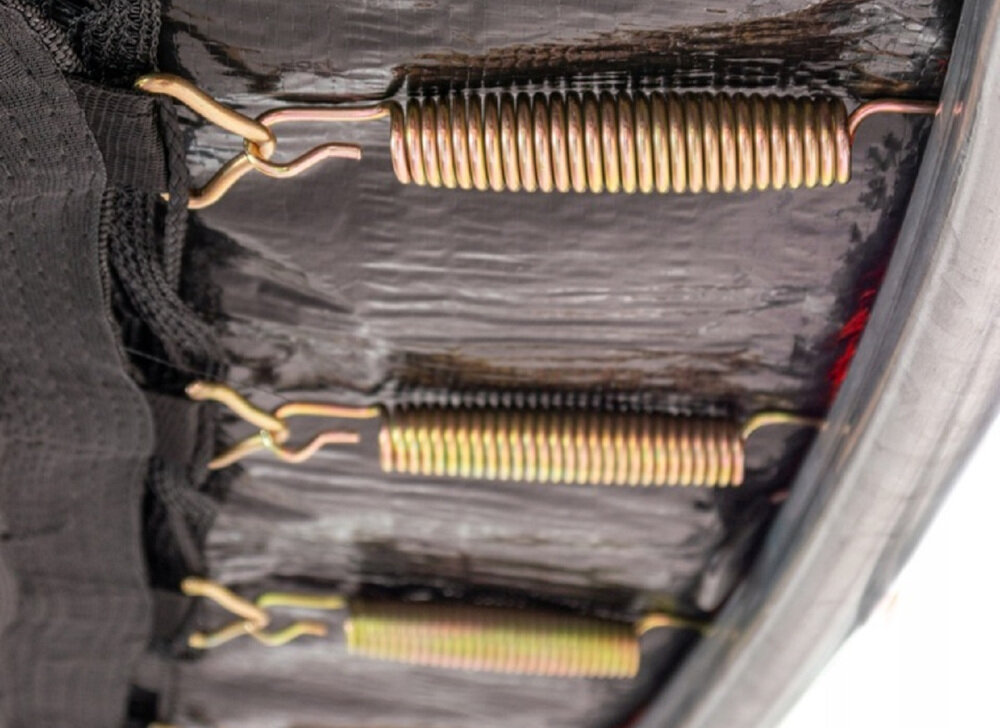 Trampolina MIRPOL Pro Fiber 12FT 366 cm sprężyny utrzymanie napiętej maty wytrzymałe niezawodne osłona na sprężyny