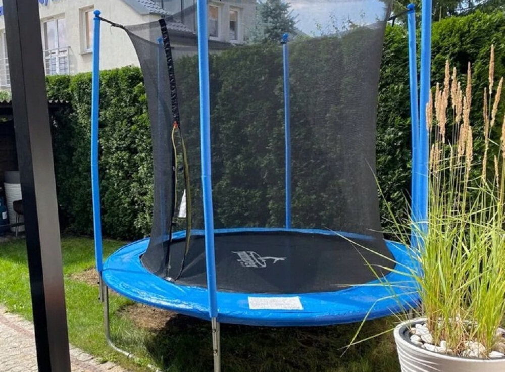 Trampolina MIRPOL 10FT J21 305 cm błyszcząca podkładka bezpieczeństwa stelaż ze stali ocynkowanej Średnica 305 cm wysokość 240 cm