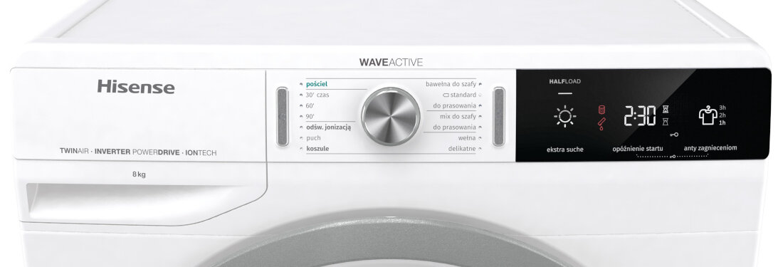 Suszarka HISENSE MHD830 wygodna prosta obsluga czytelny elektroniczny wyswietlacz sterowanie programami