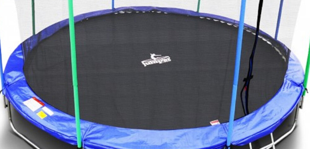 Trampolina MIRPOL 14FT J21D 427 cm stabilna podstawa cztery nogi w kształcie litery U
