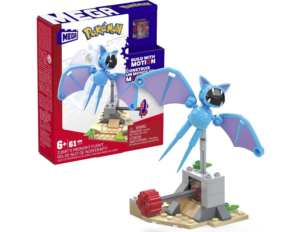 Klocki plastikowe MEGA Pokemon Nocny lot Zubata HKT19 mega mega bloks mega construx budowanie konstruowanie składanie konstrukcja zabawka konstrukcyjna zabawka do zbudowania zestaw konstruktorski zabawka konstruktorska zabawki konstruktorskie dla dzieci kolekcja Pokeballi Pikachu Bulbasaur Charmander Squirtle Eevee