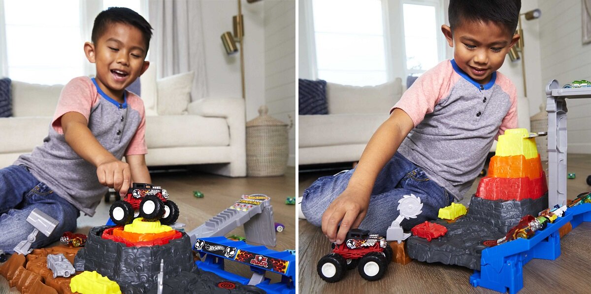 Tor Hot Wheels Mt Arena Smashers Piramida Demolki Bone Shakera HNB96 frajda chłopcy dzieci zabawa kreatywna autka wyścigi