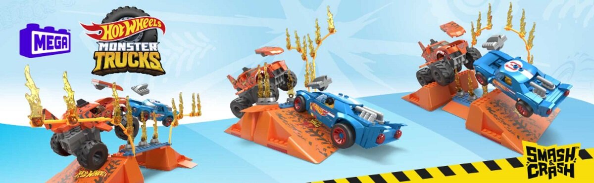 klocki plastikowe Hot Wheels Tiger Shark Kaskaderski skok HKF88 Kraksa demolka Figurka kierowcy Elementy Szczegółowy Kreatywna zabawa