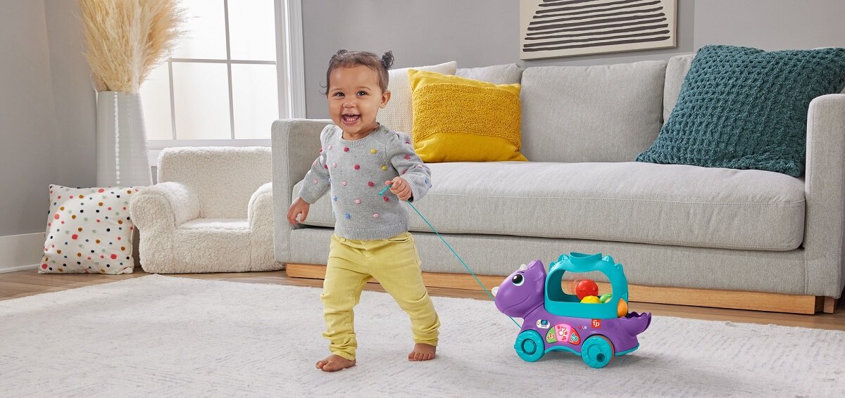 Zabawka FISHER PRICE Dinuś Podskakujące piłeczki HNR51 dinozaury zabawkowe dinozaury chłopcy dziewczynki urodziny prezent podarunek upominek zabawka edukacyjna zabawka interaktywna ucząca zabawka zabawka do tańca zabawka dj zabawka do ciągnięcia