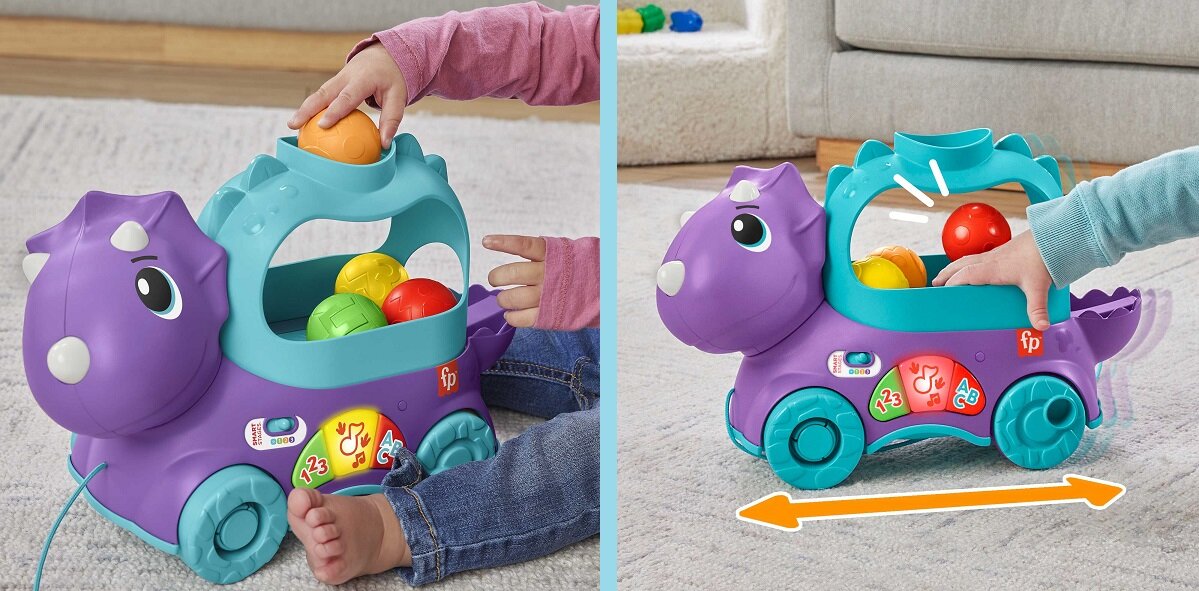 Zabawka FISHER PRICE Dinuś Podskakujące piłeczki HNR51 dinozaury zabawkowe dinozaury chłopcy dziewczynki urodziny prezent podarunek upominek zabawka edukacyjna zabawka interaktywna ucząca zabawka zabawka do tańca zabawka dj zabawka do ciągnięcia