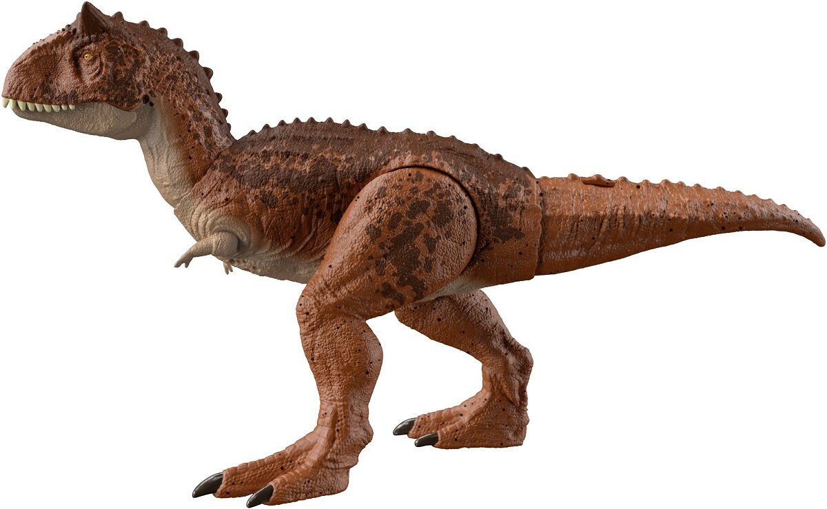 Figurka MATTEL Jurassic World Karnotaur Ślady po starciu HND19 dziecko w wieku 4 5 6 7 8 lat chłopiec dziewczynka urodziny święta Boże Narodzenie Gwiazdka Chanuka Wielkanoc zabawa w domu i na powietrzu prezent podarunek upominek jw jp park lost zaginiony świat dominion camp cretaceous obóz kredowy isla nublar sorna biosyn punkty zgięcia punkty ruchu film kolekcjonerska dla kolekcjonerów do kolekcjonowania do zbierania kilak obszarów zniszczeń ran ślady po starciu ciecia rozcięcia ślady pazurów potyczki starcia bitwy walki destrukcja zniszczenie karnotaur mattel