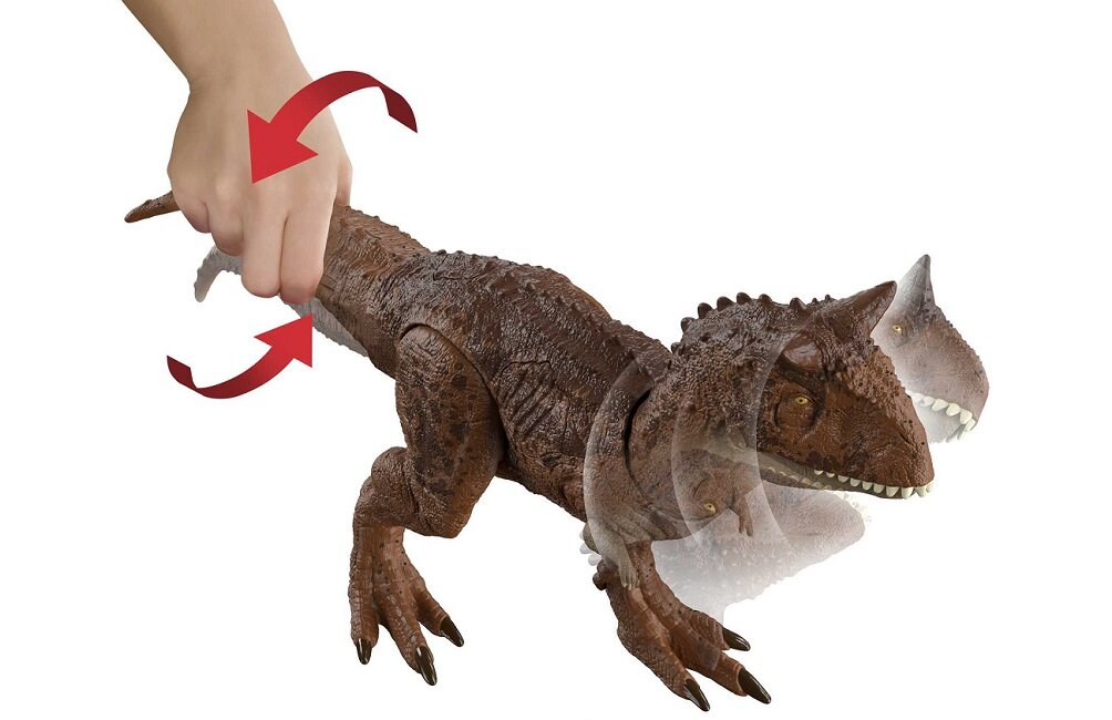 Figurka MATTEL Jurassic World Karnotaur Ślady po starciu HND19 dziecko w wieku 4 5 6 7 8 lat chłopiec dziewczynka urodziny święta Boże Narodzenie Gwiazdka Chanuka Wielkanoc zabawa w domu i na powietrzu prezent podarunek upominek jw jp park lost zaginiony świat dominion camp cretaceous obóz kredowy isla nublar sorna biosyn punkty zgięcia punkty ruchu film kolekcjonerska dla kolekcjonerów do kolekcjonowania do zbierania kilak obszarów zniszczeń ran ślady po starciu ciecia rozcięcia ślady pazurów potyczki starcia bitwy walki destrukcja zniszczenie karnotaur mattel