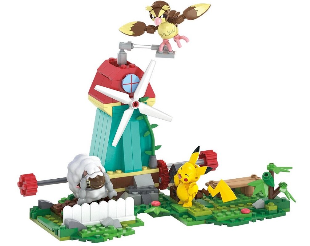 Klocki plastikowe MEGA Pokemon Wiejski wiatrak HKT21 mega mega bloks mega construx budowanie konstruowanie składanie konstrukcja zabawka konstrukcyjna zabawka do zbudowania zestaw konstruktorski zabawka konstruktorska zabawki konstruktorskie dla dzieci kolekcja Pokeballi Pikachu Bulbasaur Charmander Squirtle Eevee