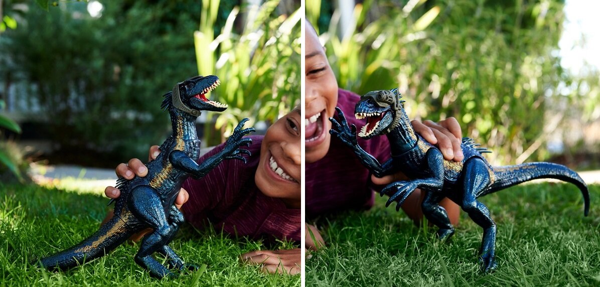 Figurka MATTEL Jurassic World Indoraptor Superatak dzieci urodziny święta Boże Narodzenie Gwiazdka Wielkanoc prezent podarunek upominek do koszyczka drobny upominek jw jp park jurajski jurassic park obóz kredowy upadłe królestwo zaginiony świat punkty zgięcia punkty ruchu biom środowisko tropienie atakowanie atak zabawka filmowa mattel dinozaur indoraptor zabwka dinozaur światła i dźwięki
