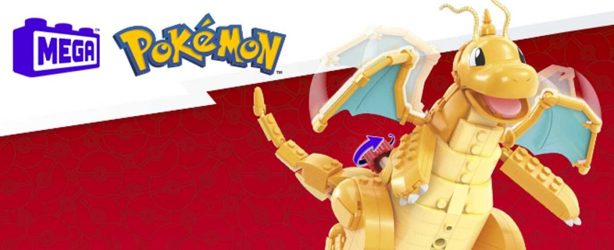 Klocki plastikowe MATTEL Pokemon Dragonite HKT25 chłopiec dziewczynka dziecko dzieciństwo zabawa kreatywność zestaw elementy ruchome elementy skrzydła