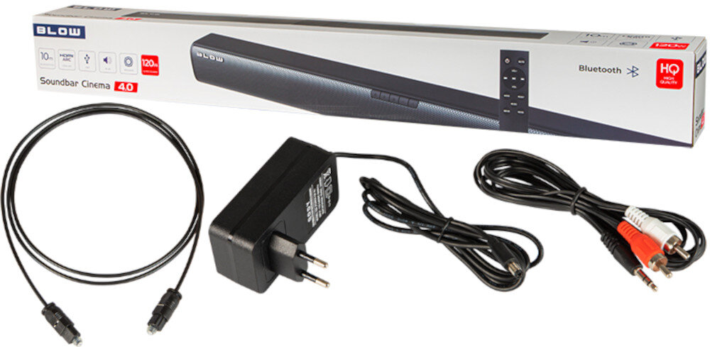 Soundbar BLOW Cinema 4.0 Czarny opakowanie zawartość zestaw akcesoria