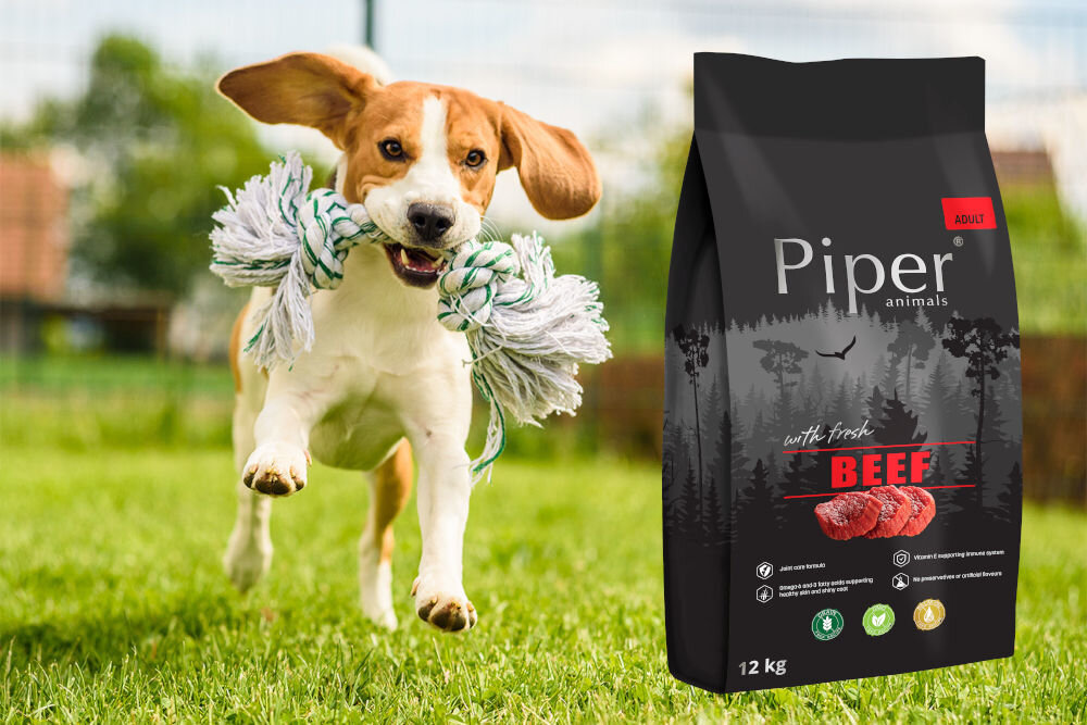 Karma dla psa PIPER Animals Wołowina 12 kg naturalne składniki wielkość krokietów