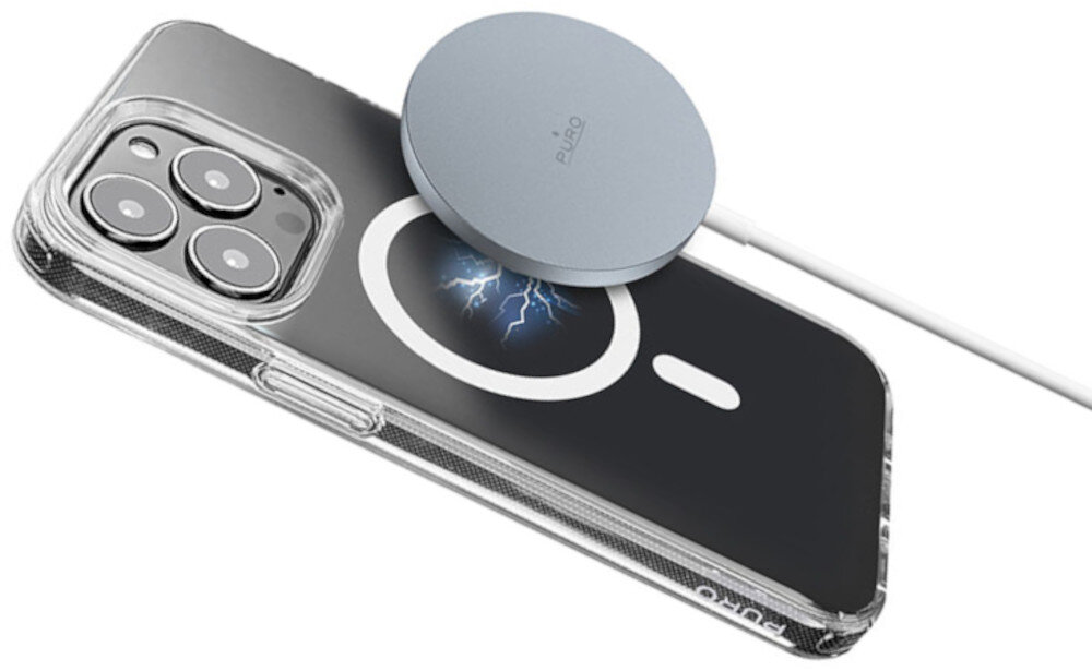Ładowarka indukcyjna PURO Magnetic Charging MagSafe 15W Czarny parametry moc napięcie kabel długość