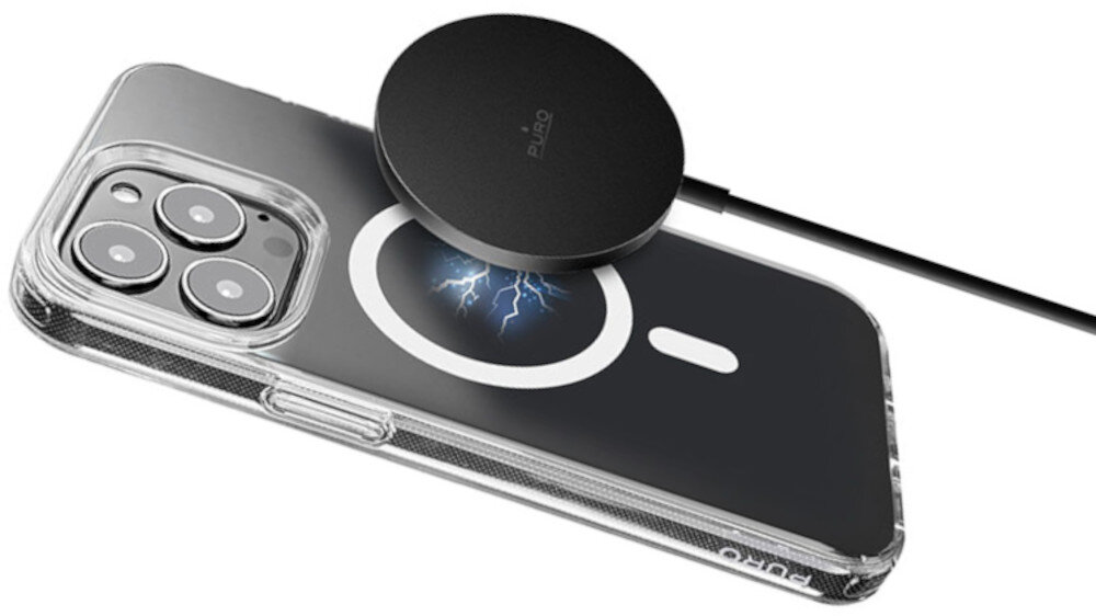 Ładowarka indukcyjna PURO Magnetic Charging MagSafe 15W Czarny parametry moc napięcie kabel długość